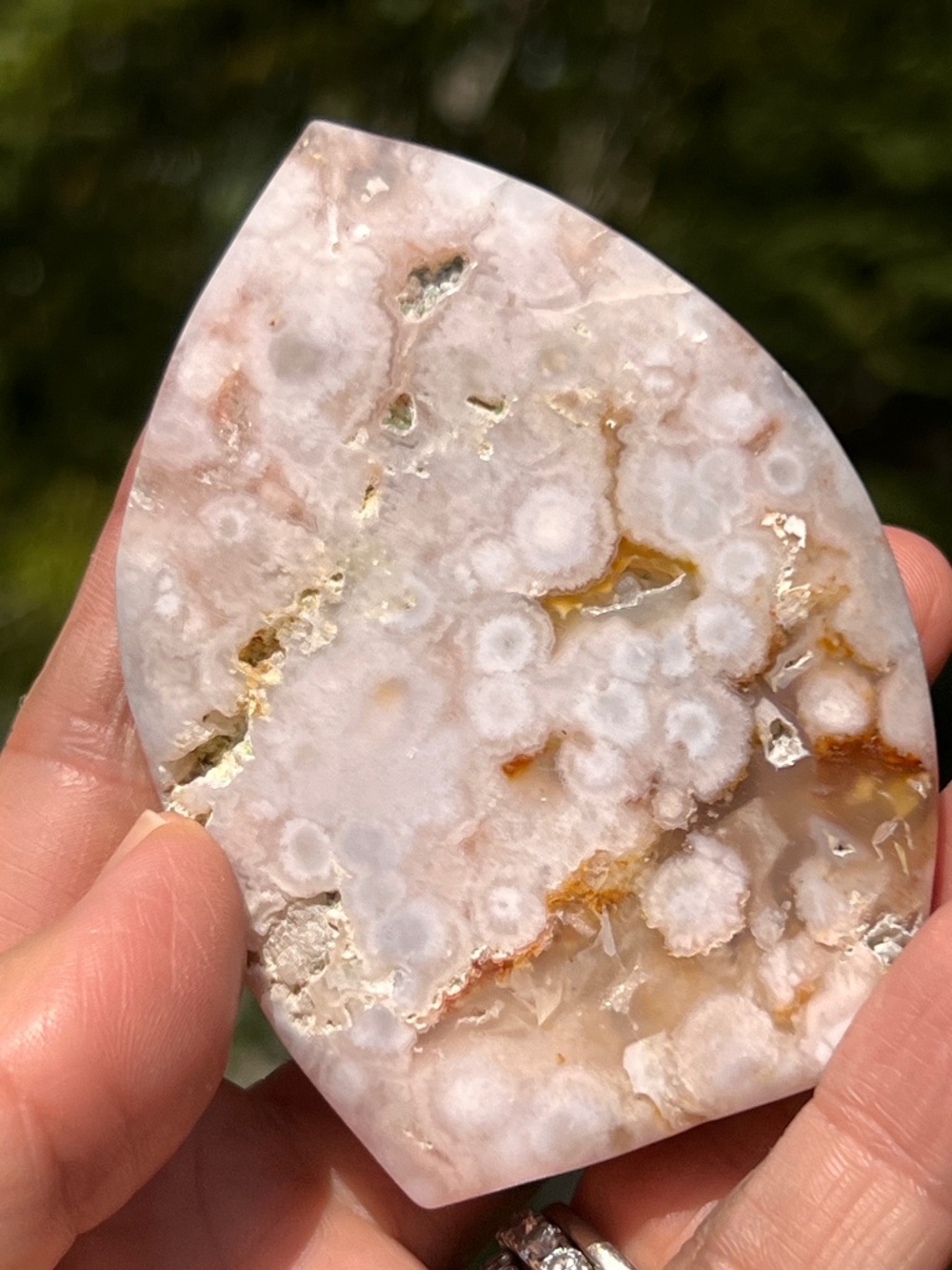 Pink (1) flower agate teardrop | Crystal